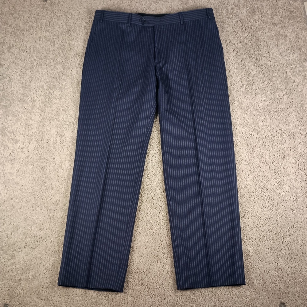 CORNELIANI Mantua Suit Super 130's 42R 36W Virgin Wool Navy Blue Pinstripe - Picture 14 of 16
